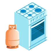 Gazinière et bouteille de gaz